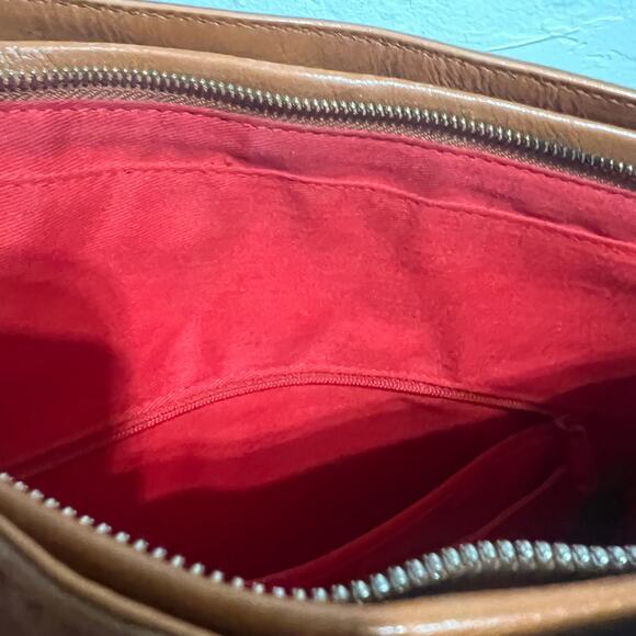 Hobo The Original Tote Bag Shoulder Purse Tan Camel Leather Pockets Double - Picture 12 of 16